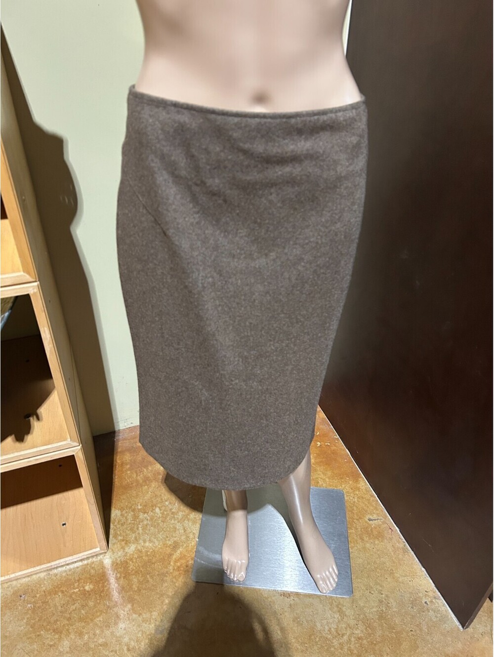 Vintage Miu Miu Sculpted Brown Cashmere Knee Length Skirt IT 40/ US 4